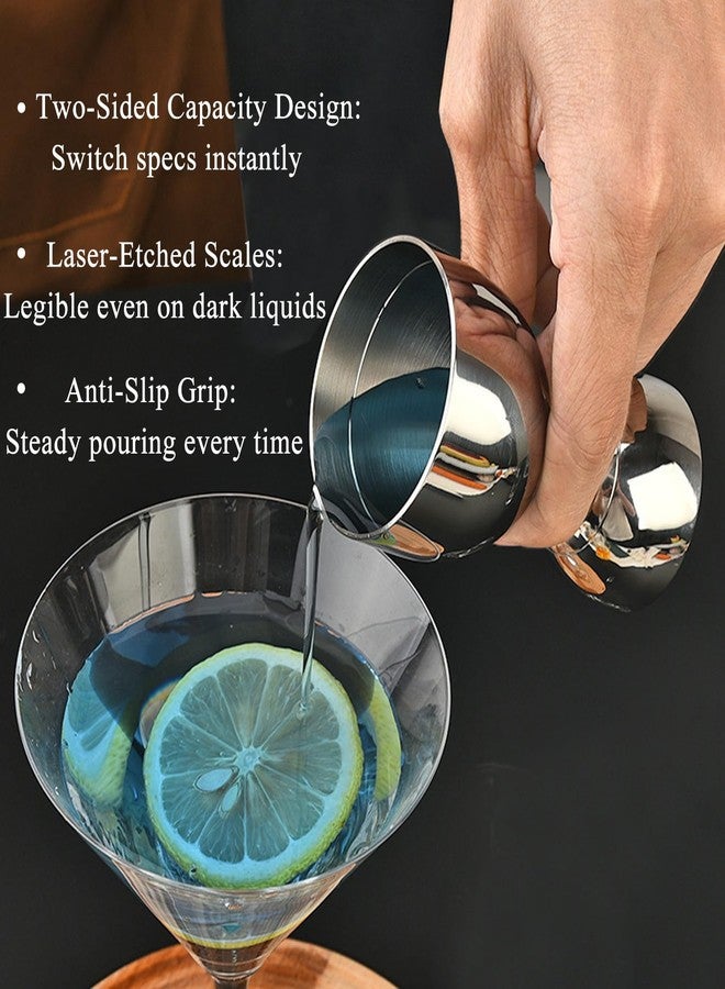 KIBARTOL Jigger for Bartending, 2 oz 1 oz Bartender Jigger Stainless Steel, Double Cocktail Jiggers with Internal Measurements, Bar Tool for Bartending, Shot Drink Measurer for Cocktails(1Jigger - 2 Pourers） - Image 3